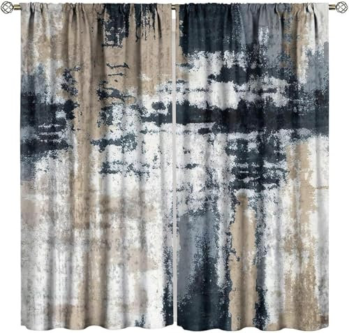 Lärmschutzvorhang Ösen Kinderzimmer Junge Verdunkelungsvorhang Blickdichter Gardinen 3D Hd Druck Abstrakte Aquarellkunst Muster 2Er Set 140 (B) X 160 (H) cm Vorhänge Schlafzimmer Fenste 9426351847247