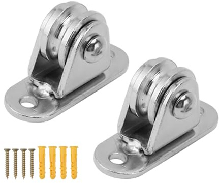 Seilrolle, Kleiner Geräuschloser Flaschenzug, Rollenrad aus Edelstahl, an der Wand Montierte Feste Rolle, Rollenrad, Feststellrolle mit Schrauben für Drahtseilschienen-Schiebetor