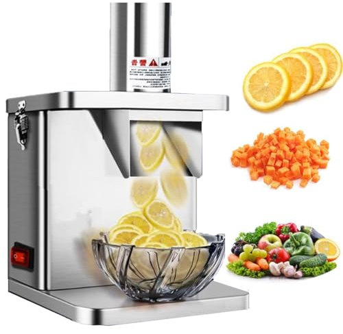 Stainless Steel Spiral Vegetable Cutter - 250W Electric Dicer Machine for Commercial Use with 6/8/10/12/15mm Slicing - Cheese Grater Shredder Cutter