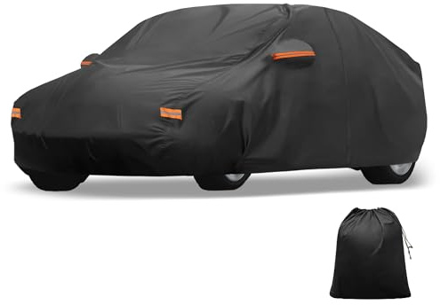 X AUTOHAUX Premium Autoabdeckung für Genesis GV60 – wasserdicht, Winddicht und Allwetterschutz mit Reißverschluss auf der linken Seite, 210D-PU-Material