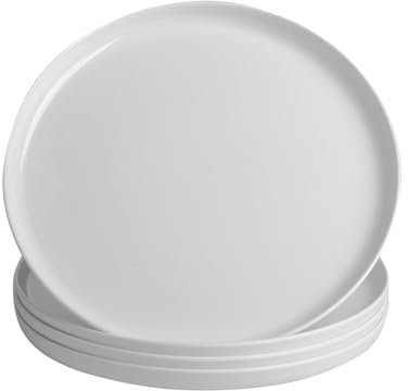 M&B GWPP Melamine Dinner Plates, 10 Inch Dessert Plates, Round Plates for Salad, Pizza, Dessert, Steak, Appetizer, Salad Plates (White)