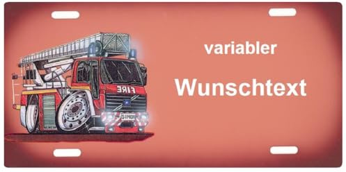 Nummernschild und Namensschild Feuerwehr mit Namen oder Text selbst personalisieren und gestalten individuelles Aluminium-Schild Aluschild Kfz-Kennzeichen Türschild Feuerwehrauto