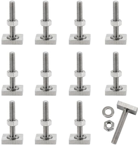 Paraphee 12 Set M6x35mm Stainless Steel Square Head T-Bolts with Nut Washer for Roof Rack Cross Bars, Kayak, Ski, Bike, Awning, Solar Panel