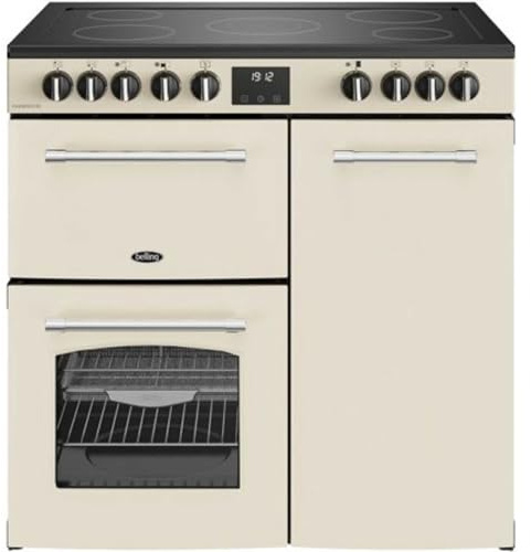 Belling Farmhouse 90E 90cm wide Electric Range Cooker with Ceramic Hob - Cream - A/A Rated