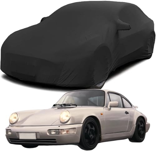 XJQHK Auto Abdeckung für Porsche 964, Indoor Schutz Elastisch Atmungsaktiv Staubschutz Weich Stretch Stoff Autoabdeckung,Black