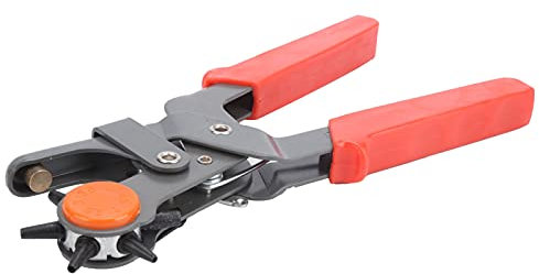 Leather Hole Punch, Multi-Function 6 Round Holes Punching Pliers Manual Belt Clamping Tool with Spring, for Leather, Thin Metal Plates