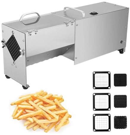 Elektrischer Pommes-Frites-Schneider, 100 W, Automatische Kartoffelschneidemaschine, Professioneller Schneidemaschine FüR Den Haushalt, Mit Edelstahlklingen, Manuelle Druckknopfsteuerung