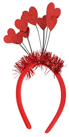 VICASKY Valentinstag Herz Haarreif Rotes Pailletten Stirnband Robustes Festival Haarband Damen Festlicher Haarschmuck mit 10 Herzmotiven Foto Requisite und Geschenk