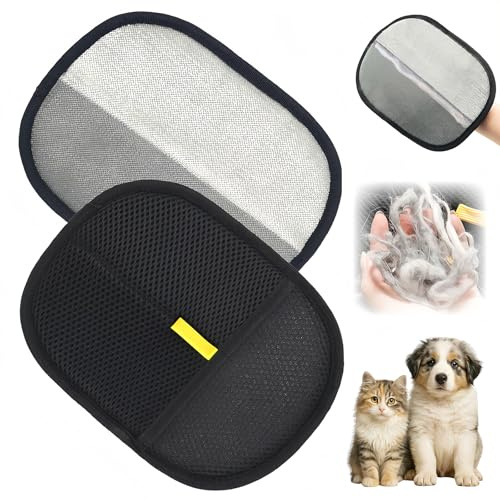 Kozdtiz Tierhaarentferner Handschuh, 15 x 20 cm Pet Hair Remover Glove, Pet Grooming Gloves, Fell Magnet Handschuh, Katzenhandschuh für Glattes und Gesundes Fell Schwarz (3 Stück)