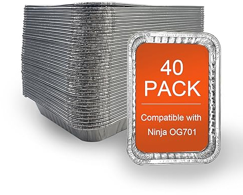 Mayhug 40er-Pack Abtropfschalen für Weber, Aluschalen Gill,Grillzubehör für Weber Spirit, Genesis, Traveler, Q-Serie, Einweg-Aluminiumfolien-Fettschaleneinlagen, 8.5 x 6 Inch