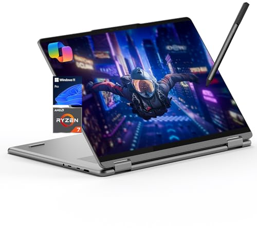 Lenovo Yoga 7 7i 2-in-1 Laptop 16 FHD+ Touchscreen, AMD Ryzen 7 8840HS, 40GB RAM, 16TB SSD, Stylus Pen Incluso, AI PC, Tastiera retroilluminata, Lettore di impronte digitali, Webcam IR FHD, Wi-Fi 6E