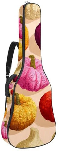 Bunte Thanksgiving-Kürbisse im Vintage-Stil, gepolsterte Gitarrentasche, schützende Akustikgitarre, Gigbag für E-Bass, klassische Gitarre, Mehrfarbig 02, 42.9x16.9x4.7 in, Lässiger Tagesrucksack