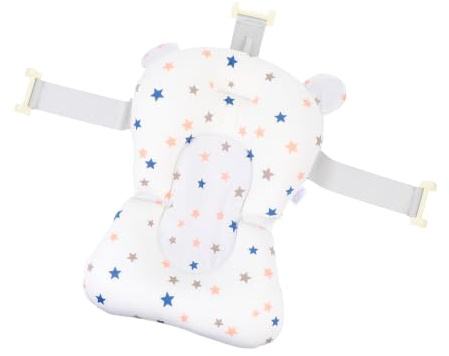 Cuscino da Bagnetto per Ragazzo Ragazza, Supporto Vasca Bianco | Rete in Mesh Fibbie Regolabili, Adatto per Bagnetto e Uso in Vasca, Inserti Galleggianti