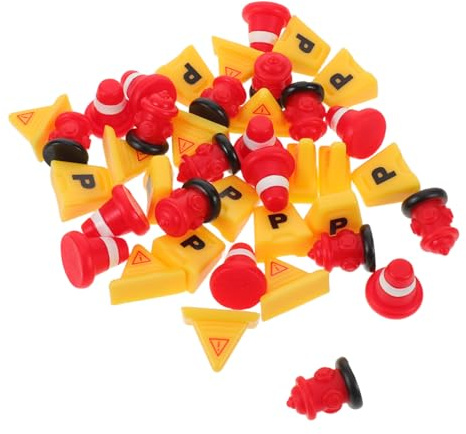 BESPORTBLE 40pièces Mini Cônes De Signalisation Et Panneaux pour Scènes De Rue Accessoires De Jeu Imitation pour Dioramas Fournitures De Paysage Miniature Et Maquettes De Table à Sable