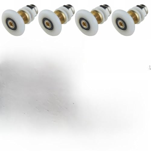 FUBESK Duschtürrollen, Kupfer und Kunststoff, Riemenscheiben-Set für Badezimmer-Glasschiebetüren, 28 mm und 255 mm Größe, reibungsloser leiser Betrieb, einfache Installation, 4 Stück