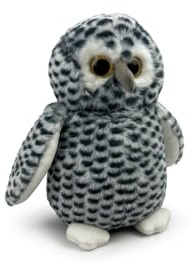 Mel-O-Design Plüsch Eule 25 cm – Kuscheltier grau-weiß, weiches Stofftier Vogel, Geschenk & Deko für Kinder und Erwachsene (Owl Plush Toy)