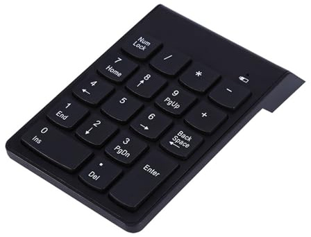 Naroote Tastierino Numerico Wireless Ultrasottile 18 Tasti con Mini Ricevitore USB per Computer Modalità di Sospensione Automatica - Ideale per Utenti di Notebook, Tastierino Numerico Wireless 2.4G