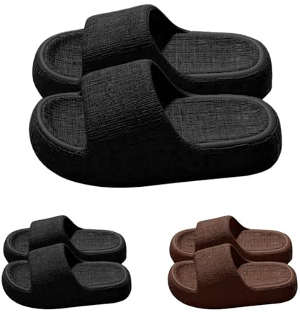 Herrtofflor, sommar öppna, badskor, halkfria badtofflor unisex duschskor, platå strandskor, mode utomhusskor, slitstarka tofflor, lediga tofflor, ventilerande sovskor, svart, 44 EU