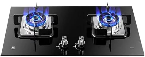 5.0KW Indoor Gas Stove - Portable Hob 2 Burner, Tempered Glass Ranges, Five Levels Of Firepower Adjustment Freestanding, for Caravan Home Kitchen Camping Cooker(LPG)