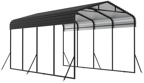 VA-Cerulean Robusta tettoia per esterni, 6 x 3,7 x 2,6 m, tenda per auto, garage, garage, tettoia in metallo, tettuccio in metallo zincato, resistente ai raggi UV e impermeabile