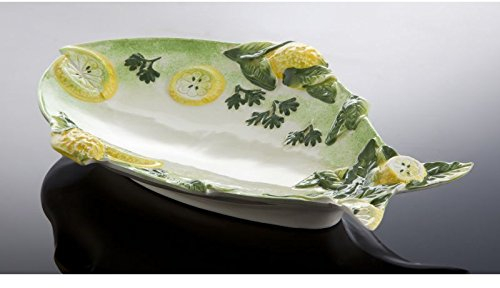 italienische Keramik Fischteller in Fischform grün 29x20
