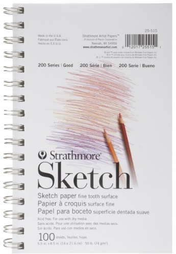 Strathmore 25-515 200 Series Sketch Pad, 5.5x8.5 Wire Bound, 100 Sheets, White
