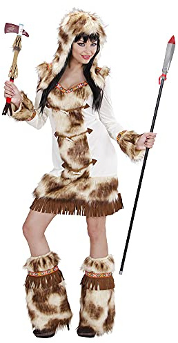 W WIDMANN MILANO Party Fashion - Kostüm Weeko Indianerin, Kleid, Kapuze, Stulpen, Eskimo, Inuit, Karneval