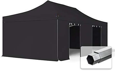 TOOLPORT ALU Pavillon Faltpavillon 4x8m ohne Fenster robust und wasserdicht Professional 50mm Partyzelt schwarz