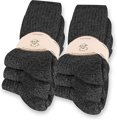 normani 6 Paar Norweger Socken mit Wolle Anthrazit, Wintersocken, Herrensocken mit Polstersohle