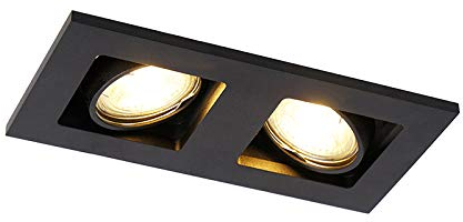 Qazqa qure - Faretto da incasso Moderno - 2 luce - L 19 cm - Nero - Moderno - Soggiorno I Camera da letto I Sala da Pranzo I Cucina