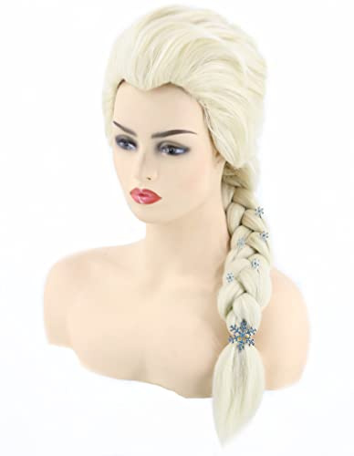 LeMarnia Prinzessin Kostüm Perücke Damen Beige Lange Zopf Halloween Cosplay Perücke