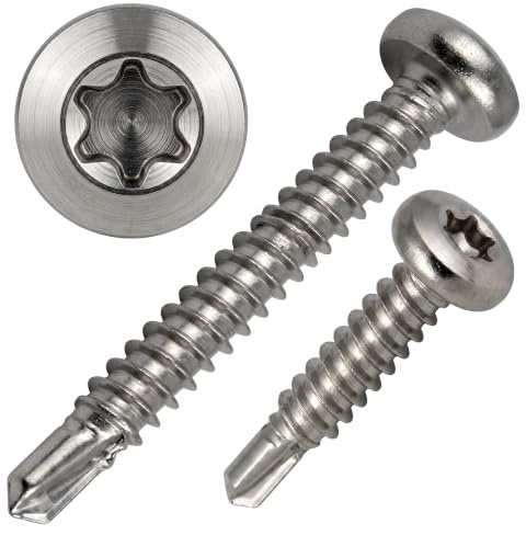 PROTECH 200 Stück Bohrschrauben Linsenkopf 4,8x19 DIN 7504 Edelstahl A2 V2A Rostfrei Form M TORX Blechschrauben Linsenkopfschraube