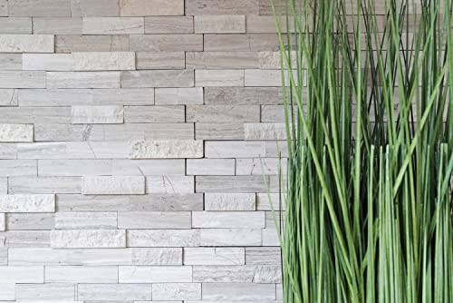 selbstklebend Marmor Paneele Naturstein Bruch grau cream weiß Naturstein white wood für WAND BAD WC KÜCHE, Mattengröße: 305x305 = 0,09 qm, Steingröße: 305x305x4-6 mm - 1 Matte
