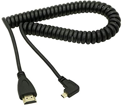 CERRXIAN Cable HDMI macho a micro HDMI de ángulo izquierdo,HDMI macho a HDMI macho chapado en oro,adaptador en espiral en espiral,soporta 1080p, retorno de audio (micro HDMI ángulo izquierdo)