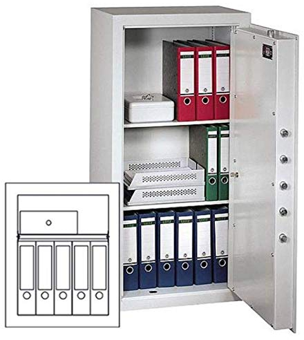 Müller Safe MNO 6 Möbeltresor, Doppelbartschloss mit 2 Schlüsseln, Grad 0 nach EN 1143-1, H63.6xB49.6xT45 cm, 118 kg
