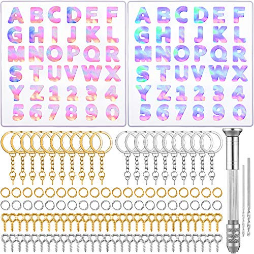 2 Pezzi Mini Silicone Resina Stampi per Alfabeto Lettere Fai da Te Stampi Resina Siliconica Riutilizzabile Colata Stampo Portachiavi Gioielli di Alfabeto all'Indietro per Gioielli Ciondolo Portachiavi
