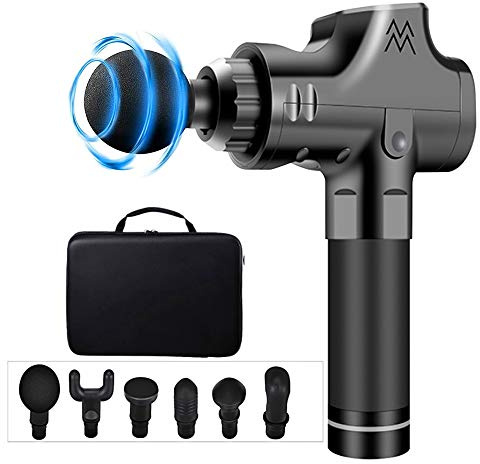 Massagepistole, Handheld Massage Gun mit 20 Geschwindigkeiten Vibrationsgerät und 6 Massageköpfen, Massagegerät Elektronische mit LCD Touchscreen für Nacken Schulter Rücken Entspannen