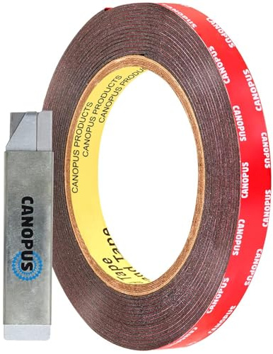CANOPUS Doppelseitiges Klebeband Extra Stark, Wasserdicht 12,5mm x 3m, Schwerlast Klebeband, Montageklebeband für LED-Streifen, Wohnkultur, Schwarz