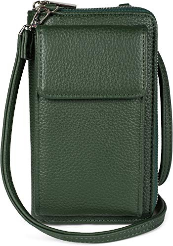 styleBREAKER Damen Mini Umhängetasche Handyfach RFID, Dunkelgrün