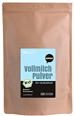 Wohltuer Bio Vollmilchpulver 500g - Bio & Weidehaltung. Sehr gut löslich & frei von Zusätzen. Regionales Milchpulver aus Deutschland