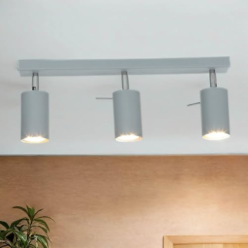 Licht-Erlebnisse Spot Lampe Grau L:45cm 3x GU10 Metall flexibel ETNA Deckenleuchte Deckenstrahler Wohnzimmer