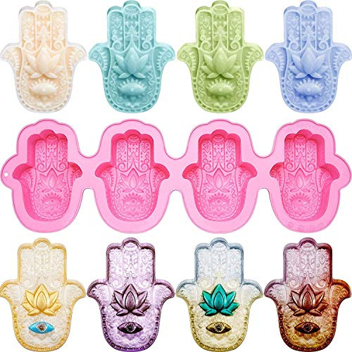 LATRAT Stampo in silicone per colata di loto nel palmo della palma, stampo in silicone a mano di Fatima, stampi per candele in resina