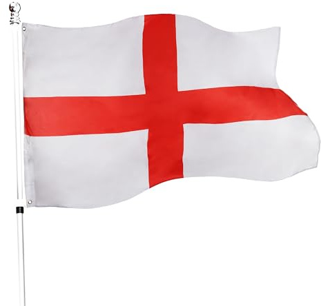 Bandera de Inglaterra del Día de San Jorge, decoración para Disfraz, Bandera Inglesa Grande con Ojales de Aproximadamente 4ft x 2.5ft, fútbol, Rugby, Eventos Deportivos y Celebraciones