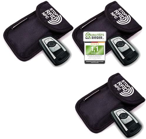 MakakaOnTheRun Funda para llave de coche – Keyless Go Protección con 2 compartimentos RFID – Funda para todos los coches de la UE, Asia y América