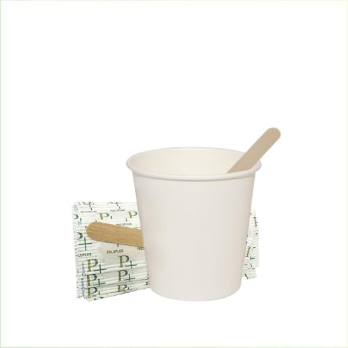 VIRSUS 1600 Bicchieri in Carta per Caffe 90ml Colore Bianco, biodegradabili, bicchiere cartoncino per caffè + 1600 Palette in Legno di Betulla - M