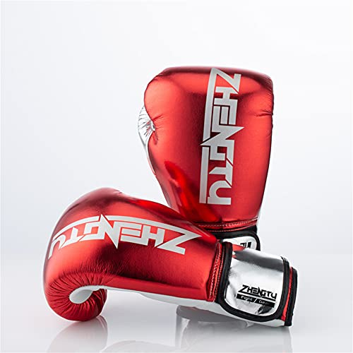 XJST Boxhandschuhe Sparring Muay Thai, Gel Sparring Trainingshandschuhe, zum Boxen, Training, Schlagsäcke, freie Kämpfe, Grappling, Kampfkunst, professionelle Qualität,Rot,14OZ
