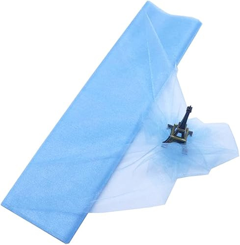 Duories Organza Dekostoff 48cm x 10m, zum Nähen Brautschleiern,Petticoats,Röcken,Organzastoff Dekoband für Hochzeit Party Bankett Deko Tischläufer Geschenk-Schleife DIY Handwerk Weihnachten Deko,Blau