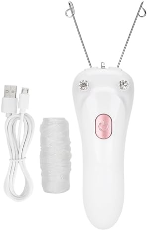 Epilatore Elettrico con Filettatura, Donna Filo di Cotone Corpo Rasoio Rimozione Filettato Elettrica dei Peli Viso Ricarica USB per Femminile Facciale Gambe Braccia Massaggiatore Bellezza Rosa