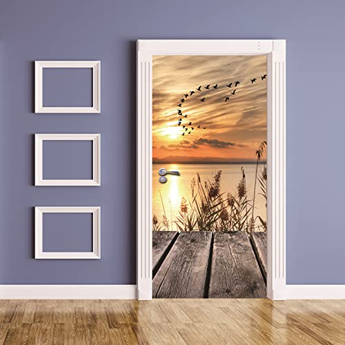 Türtapete Selbstklebend 80X200 Sonnenuntergang Türtapete Selbstklebend Türposter,Fototapete Selbstklebend 3D Pvc Türaufkleber Diy Türbild,Türfolie Poster Tapete