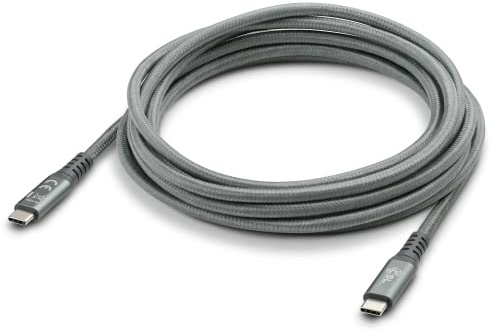 CSL-Computer USB 3.2 Gen2 2x2 Typ-C Kabel, 3m Länge, Datenübertragungsrate bis zu 20 Gbit/s, Leistung bis zu 100W, Metallstecker, Nylonmantel, grau